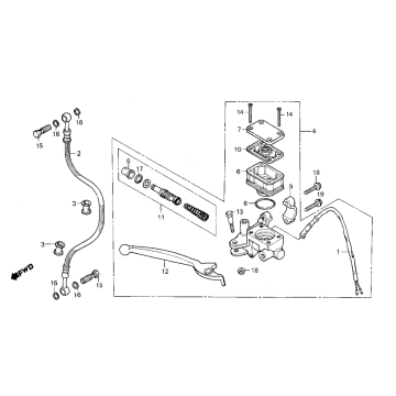 Levier de frein complet Honda MB50/MB80