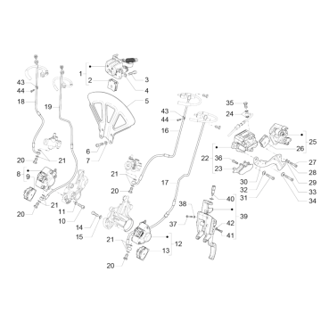 Conduites de frein - Étrier de frein (ABS) Piaggio MP3 350 Maxi sport E4 ABS 2018-2020 (EMEA)