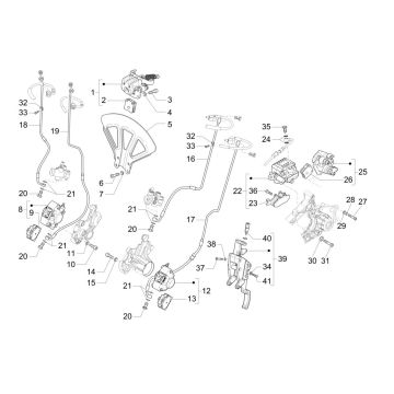 Conduites de frein - Étrier de frein Piaggio MP3 300 HPE/300 HPE SPORT E5 ABS 2020-2022 (EMEA)