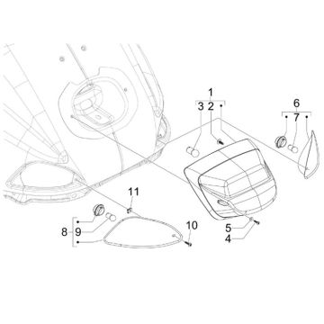 Clignotant - Feu arrière Vespa S 25 km 4 temps 2 soupapes