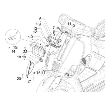 Optique de phareVespa S 25 km 4 temps 2 soupapes