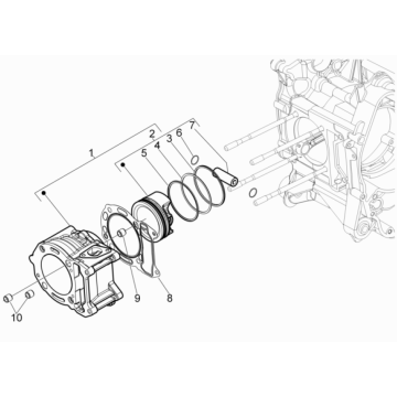 Groupe d'axes de piston de cylindre Piaggio Beverly 125 RST 4T 4V IE E3 2010-2015 (EMEA)