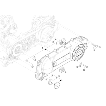 Cache carter moteur Piaggio Typhoon 50 2 temps Euro 4 2018-2020