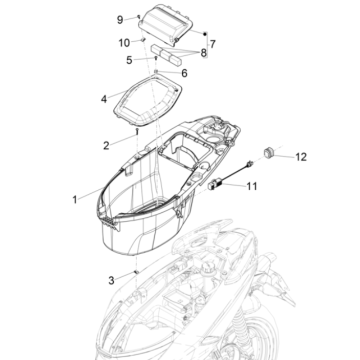 Coffre à casque Piaggio Typhoon 50 2T AC Euro 4 2018-2020