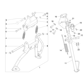 Béquille centrale Piaggio Typhoon 50 2T AC Euro 4 2018-2020