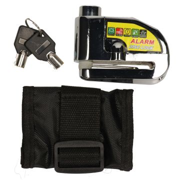 Verrou de frein à disque+alarme, chromé, stylo de 5 mm d'épaisseur, universel, de qualité supérieure, pour scooter/cyclomoteur