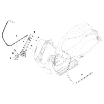 Baguette décorative de tablier - Voorscherm midden Vespa GTS 300 HPE 4V ie ABS Euro 4 2019