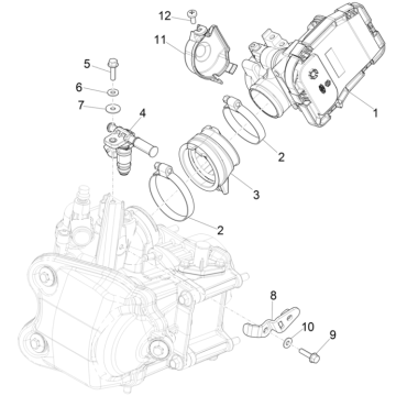 Corps de papillon - Injecteur - Collecteur d’admission Piaggio MP3 350 Maxi Sport ABS Euro 4 2018-2020