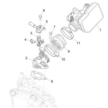 Corps de papillon - Injecteur - Collecteur d’admission Piaggio MP3 300 HPE / 300 HPE Sport ABS Euro 5 2020-2022