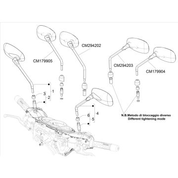 Rétroviseurs Piaggio Beverly 300 IE ABS E4 2016 - 2020 (EMEA)