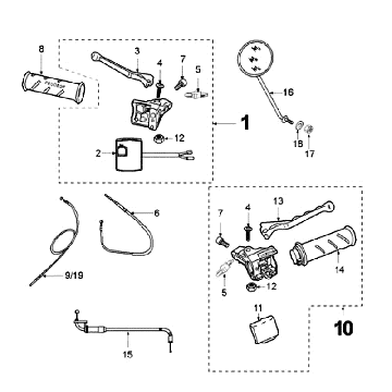 Rétroviseurs et poignées de réservoir d'huile Peugeot Fox rouge
