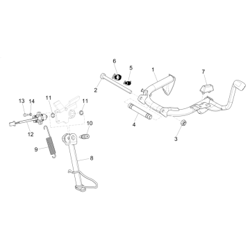 Béquille centrale Piaggio Medley 150 ie ABS Euro 4 2016-2020
