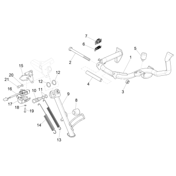 Béquille centrale - Béquille latérale Vespa GTS 125 ie ABS Euro 4 2019