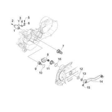 Démarreur - Axe de kick -Pédale de kick - Pignon de démarreur Vespa Sprint 50 4T 2V AC 25km/h
