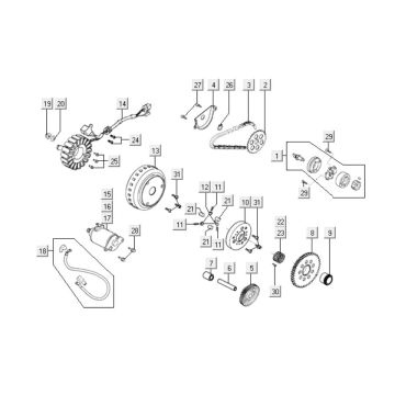 Démarreur - Pompe à huile Kymco Downtown 125i 4T LC