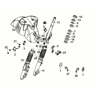 Tige de direction - coussin avant Sym Fiddle IV 50 E5 Bleu ardoise gris foncé (GY7547UL)