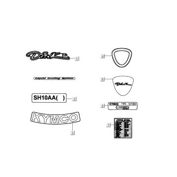 Emblèmes – Autocollants – Logo Kymco Dink 50 2T LC argent