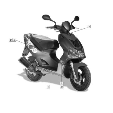 Stickers Kymco Super9 2t lc om noir mat-argent