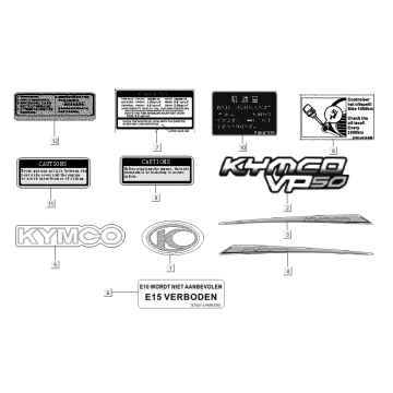 Emblèmes – Autocollants – Logo Kymco VP 50i 4T AC Euro 4 brun chêne métallisé