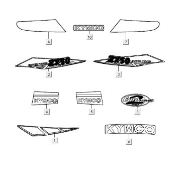 Stickers Kymco ZX 2t ac argent-orange