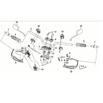 Stuurbocht - remgrepen KPL. L/R. Sym Crox 50 E3 BLAUW/GRIJS (BU-300S/GY-7450U)