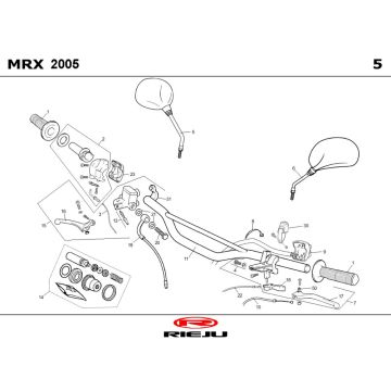 Pièces de direction - Rétroviseurs Rieju MRX rouge 2006 2-temps