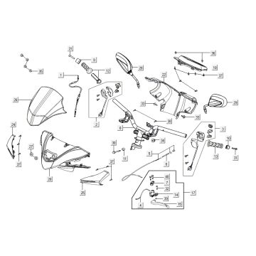 Pièces de direction Kymco Agility 16'+ 4t bleu métallique mat