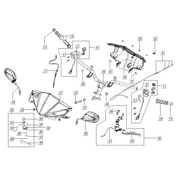 pièces de direction Kymco Agility RS 4 temps rouge