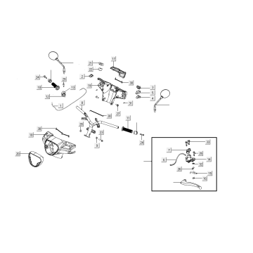 Pièces de direction Kymco Like de 2018 rouge