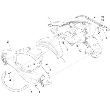 Caches de guidon Piaggio New Fly 50 4T 2V AC rouge 854a