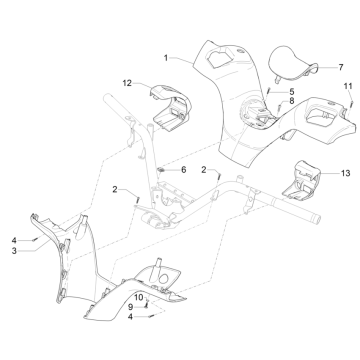 Caches de guidon Piaggio MP3 350 Maxi Sport ABS Euro 4 2018-2020