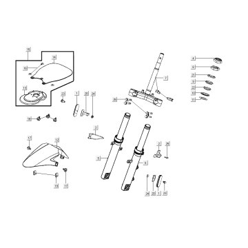 Potence Avant Kymco Super8 Street 50i E4 Noir Mat