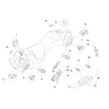 Commodo de guidon Piaggio MP3 300 ie LT Business - Sport (avec et sans ABS) 2016-2018