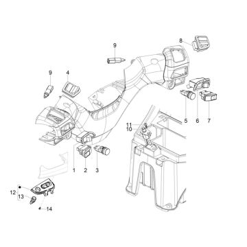 Commodo de guidon Piaggio MP3 300 HPE / 300 HPE Sport ABS Euro 5 2020-2022