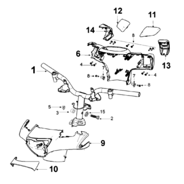 Stuurstang Peugeot Django 125 Allure E3 2014-2017 ICY WHITE (F8)