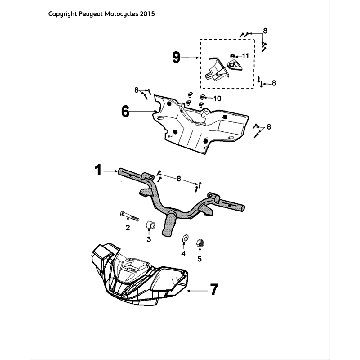Barre de direction Peugeot Speedfight 4 LC noir/bleu