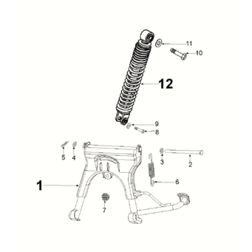 Béquille centrale - Amortisseur Peugeot Kisbee 4 temps Euro 5