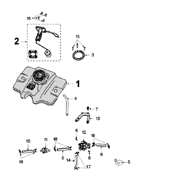 Réservoir et pompe à essence Pailoli Peugeot Speedfight 3 4 temps Noir