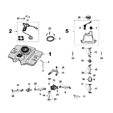 Réservoir et pompe à essence Peugeot Speedfight 3 AC Rouge