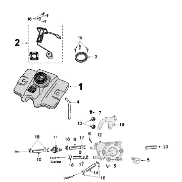 Réservoir et pompe à carburant Taiyogiken Peugeot Speedfight 3 4 temps Rouge
