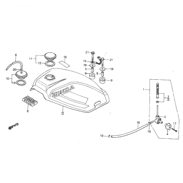 Réservoir de carburant - Robinet de carburant Honda MT50