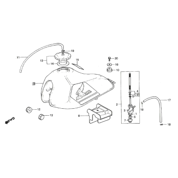 Réservoir de carburant - Robinet de carburant Honda MTX 50