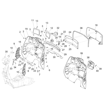 Plaque anti-protection Vespa GTS 300 ie 2008-2016 (avec et sans ABS) noire 85/B