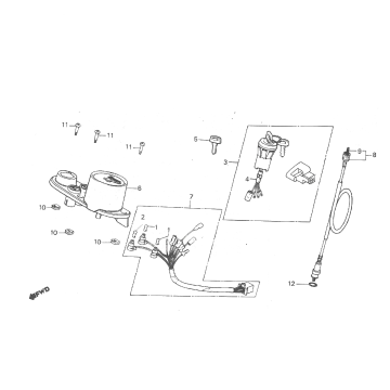 Compteur kilométrique - Poste de pilotage et verrouillage d'allumage Honda MT50