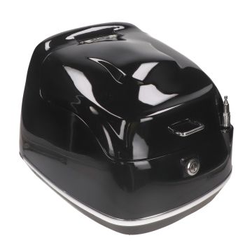 Valise supérieure 26 litres, noir brillant, Grande Retro KM