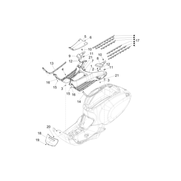 Marchepied Vespa Primavera 4 temps 3 soupapes (injection euro4 iget) marron 129/A