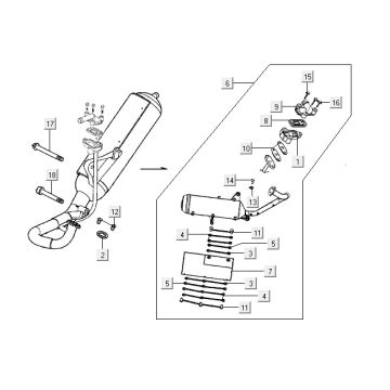 Echappement Kymco Super9 2t lc o.m noir mat-argent