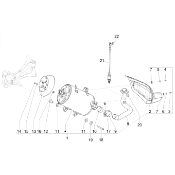 Système d'échappement Piaggio MP3 350 Maxi Sports E4 ABS 2018-2020 (EMEA)