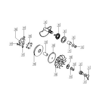 Pièces de couverture d'huile de variateur Kymco Super9 2t lc om.