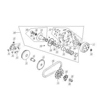 Accouplement variateur Kymco Agility FR 12' 4 temps euro4 noir